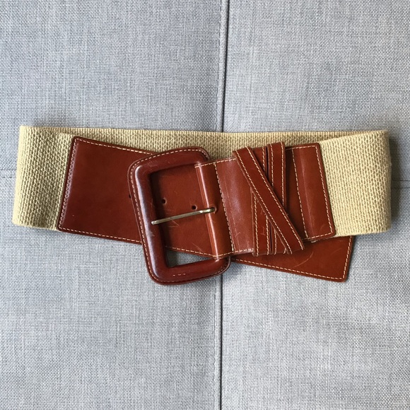Ann Taylor elastic & Leather Wide Belt - Picture 1 of 6